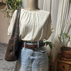 Madewell Cream Puff Sleeve Crop Blouse